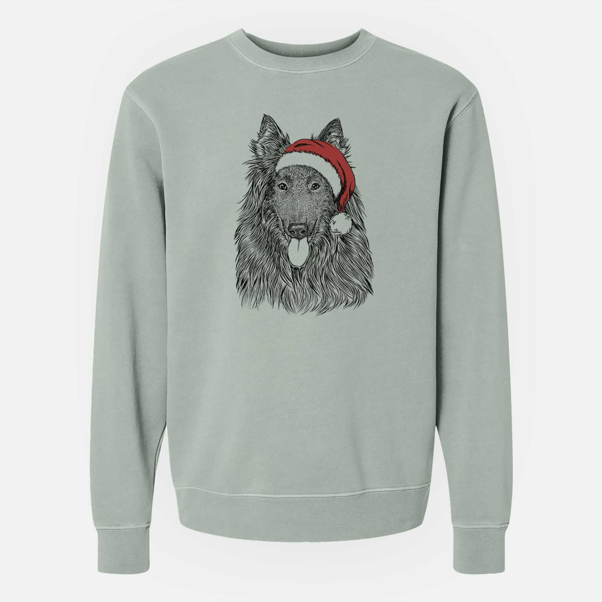 Santa Daan the Belgian Shepherd - Unisex Pigment Dyed Crew Sweatshirt
