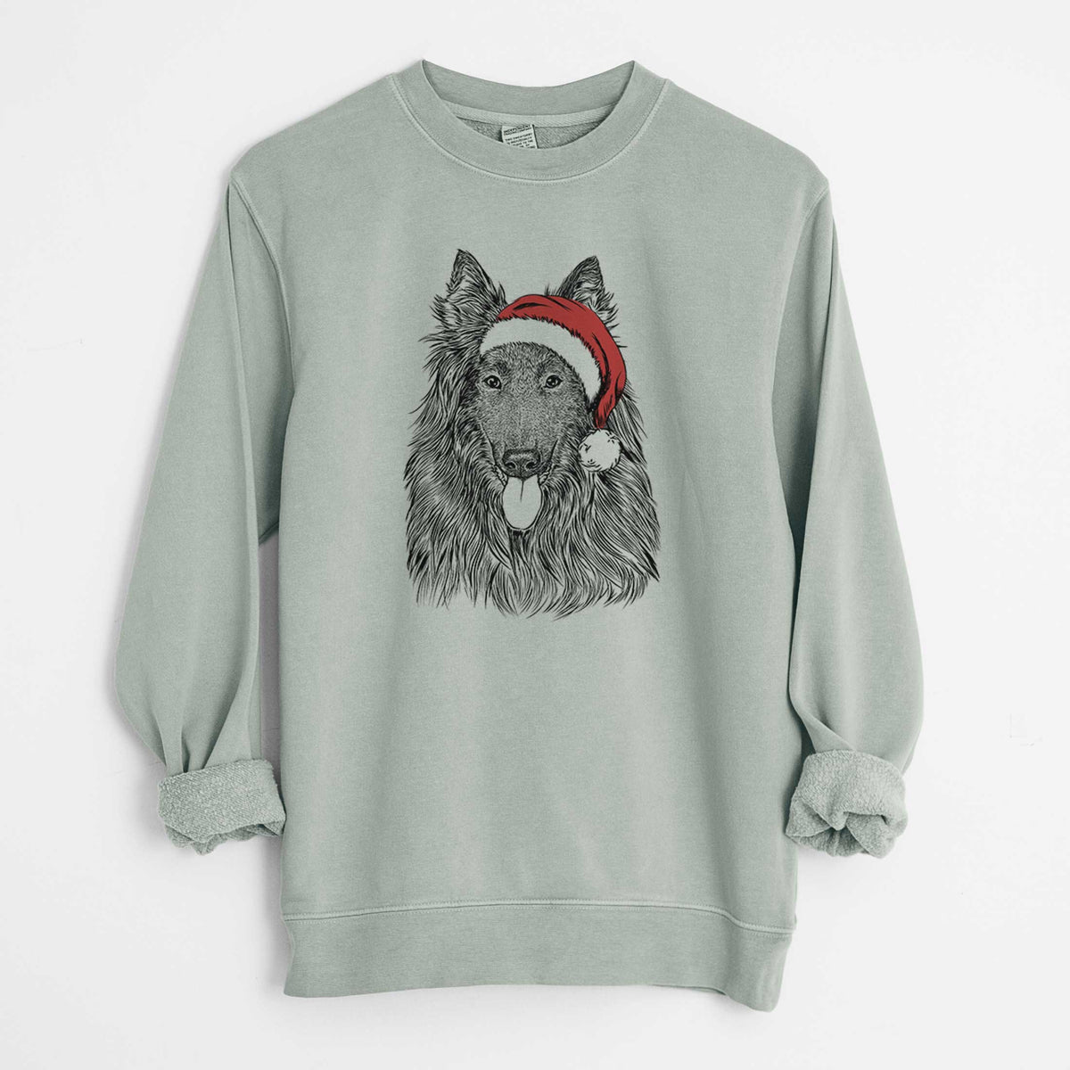 Santa Daan the Belgian Shepherd - Unisex Pigment Dyed Crew Sweatshirt