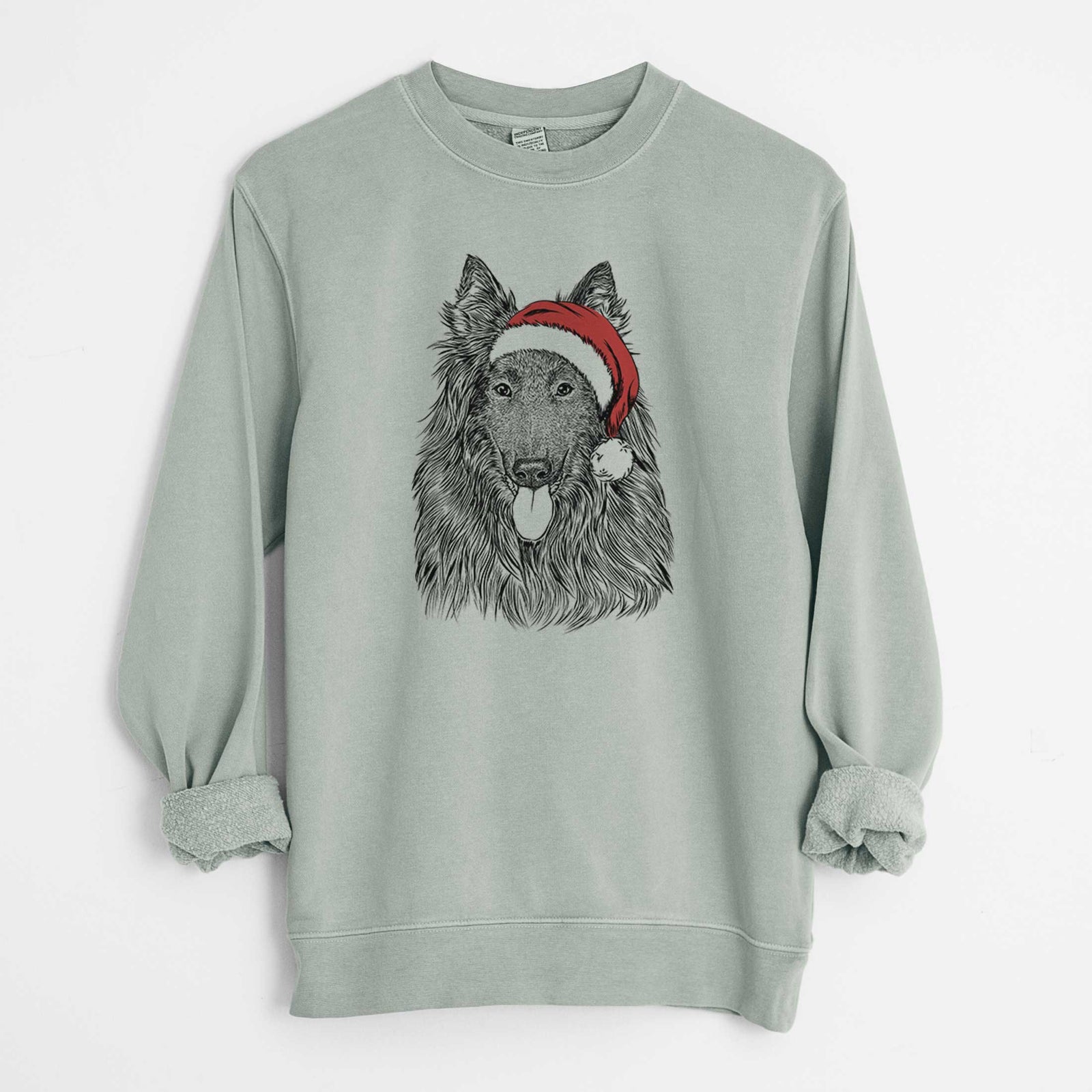 Santa Daan the Belgian Shepherd - Unisex Pigment Dyed Crew Sweatshirt
