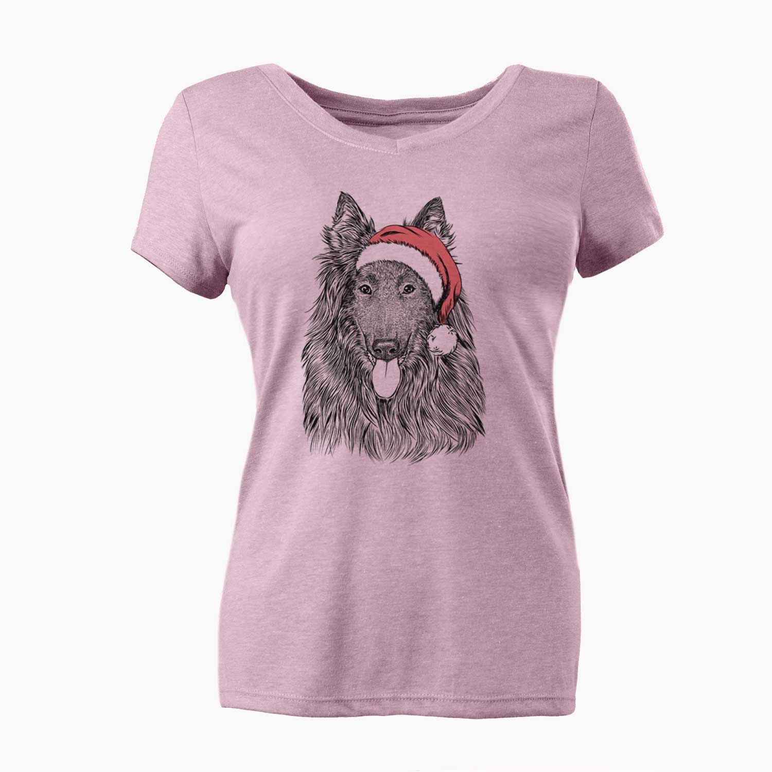 Santa Daan the Belgian Shepherd - Women's V-neck Shirt