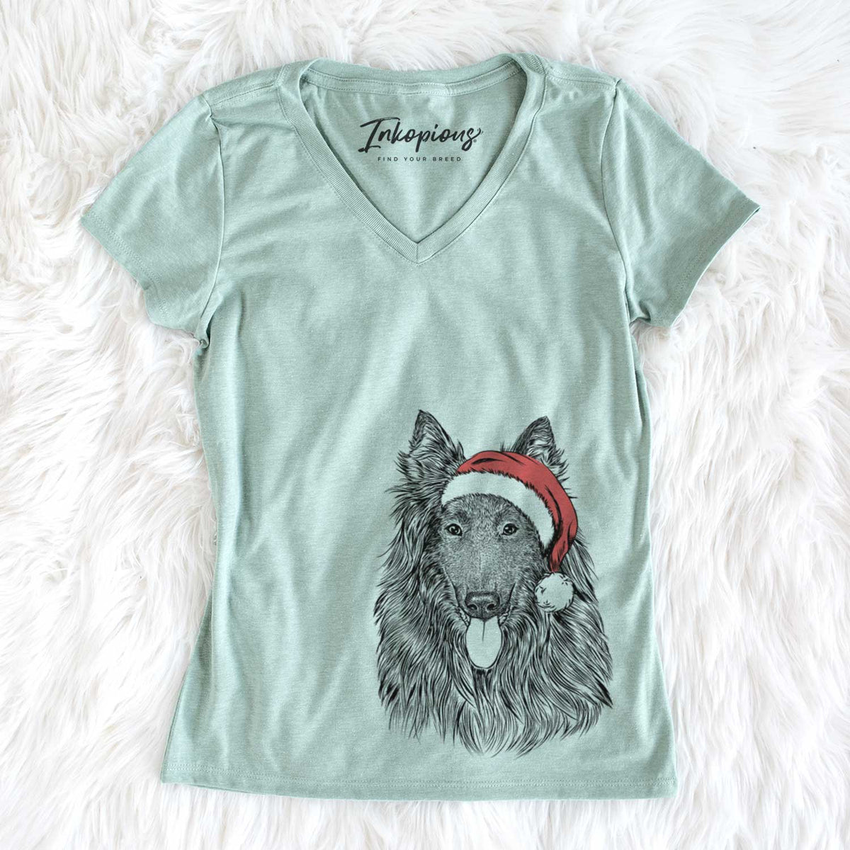 Santa Daan the Belgian Shepherd - Women&#39;s V-neck Shirt