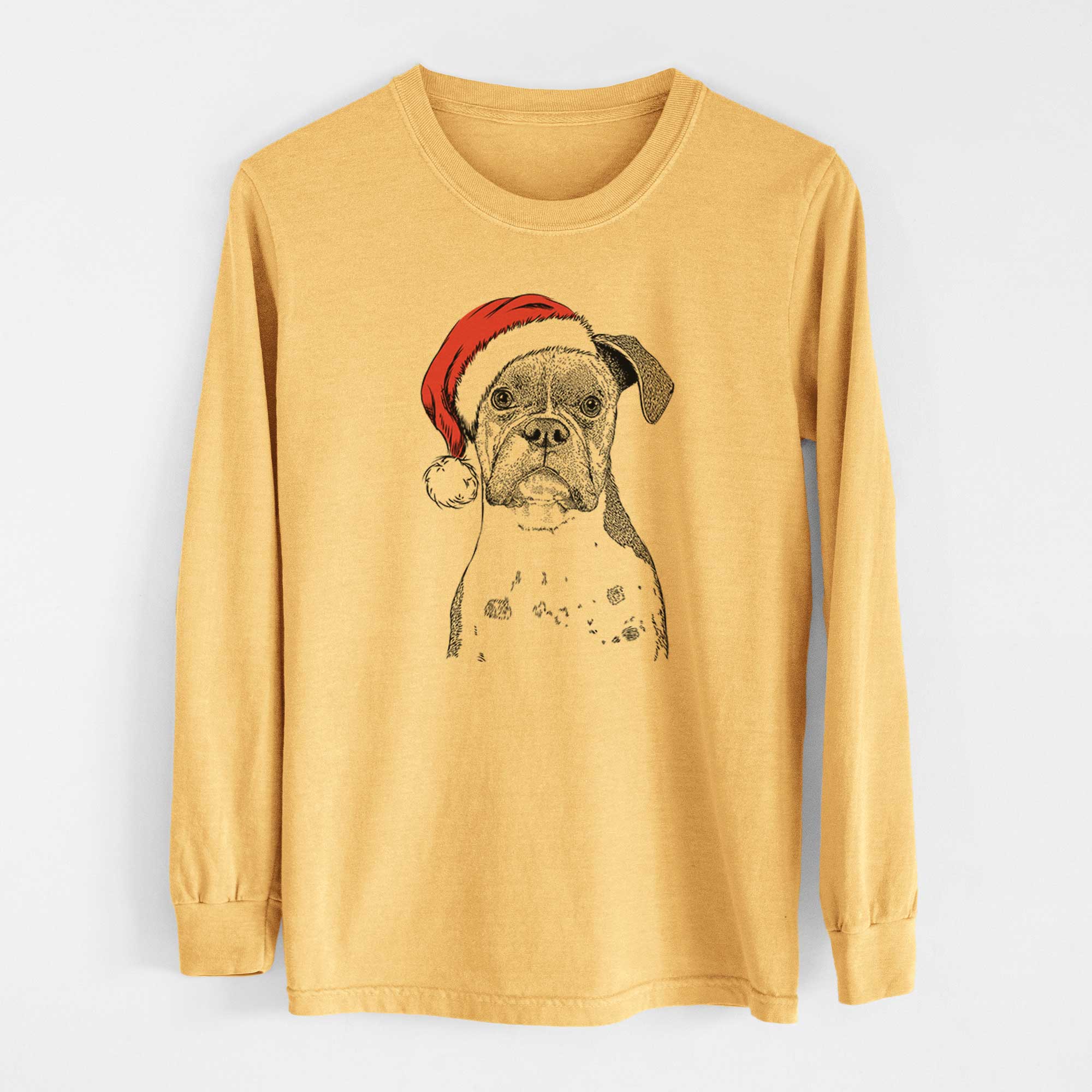 Santa Daisy the Boxer - Heavyweight 100% Cotton Long Sleeve