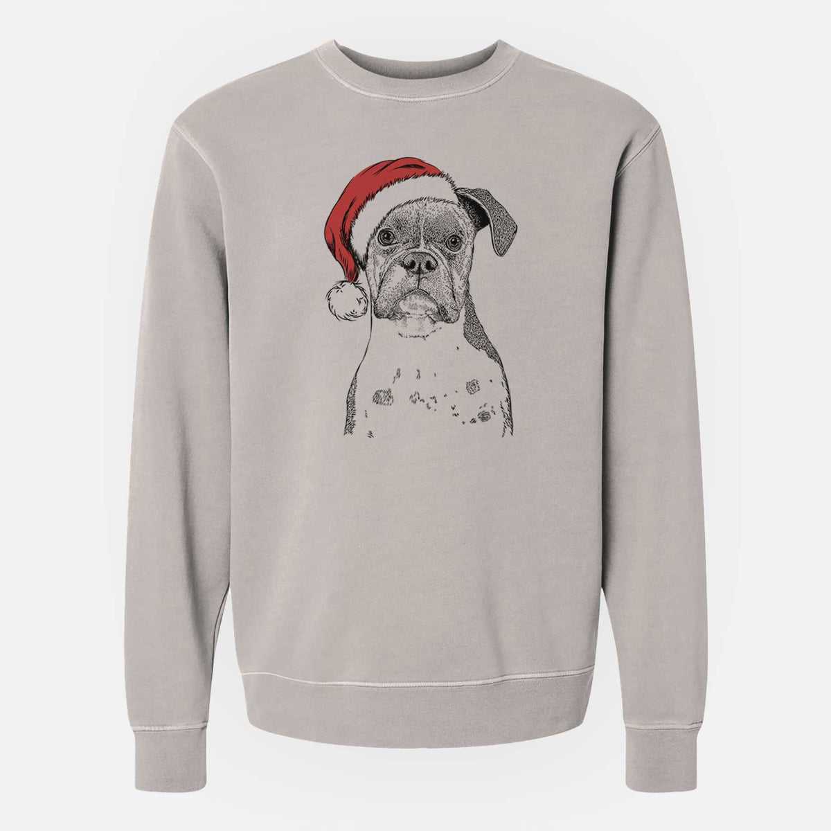 Santa Daisy the Boxer - Unisex Pigment Dyed Crew Sweatshirt