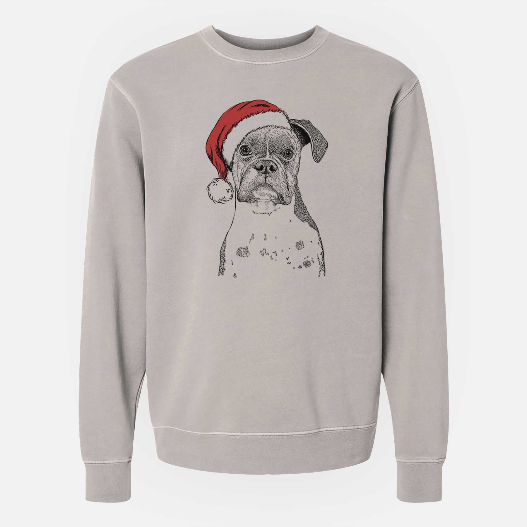 Santa Daisy the Boxer - Unisex Pigment Dyed Crew Sweatshirt