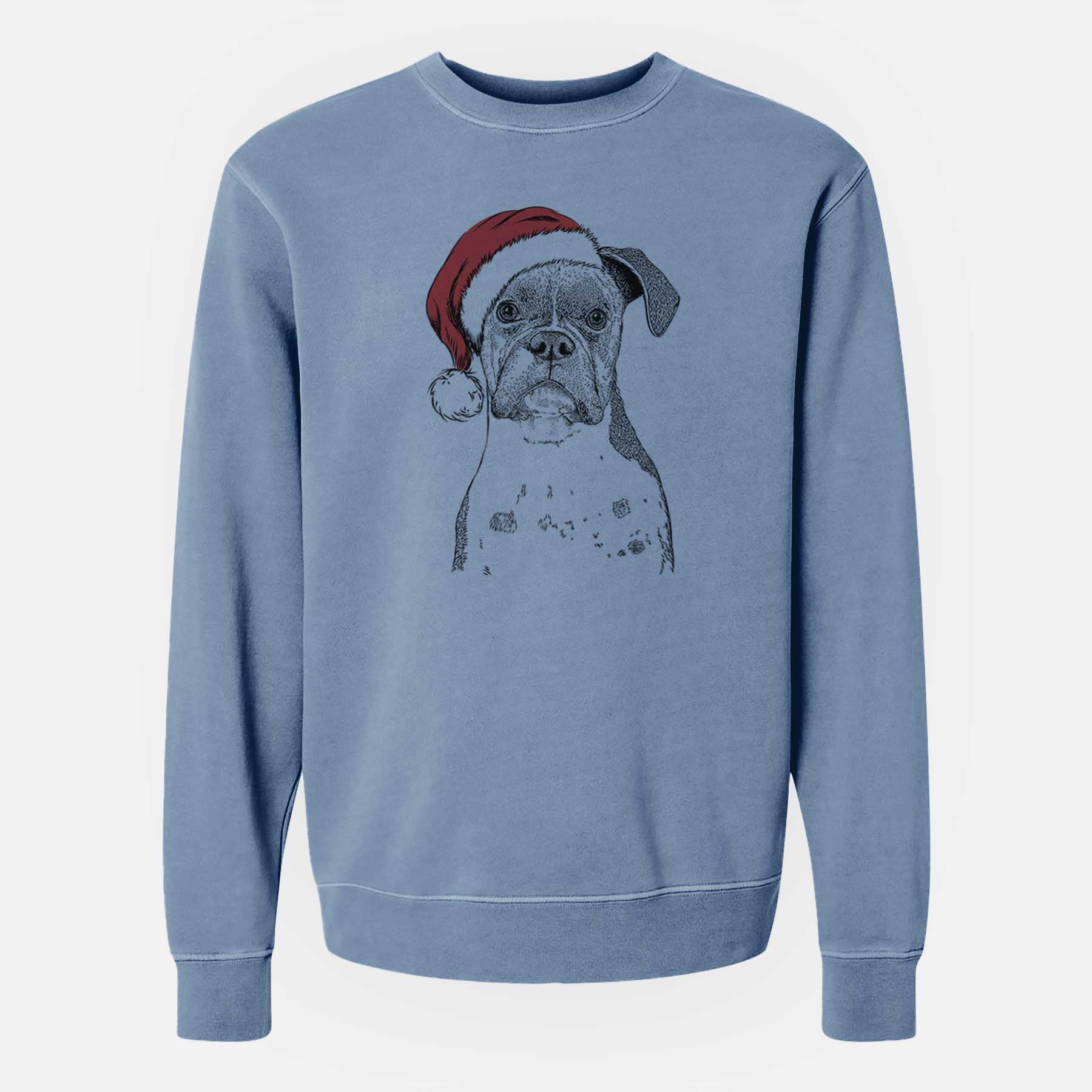 Santa Daisy the Boxer - Unisex Pigment Dyed Crew Sweatshirt