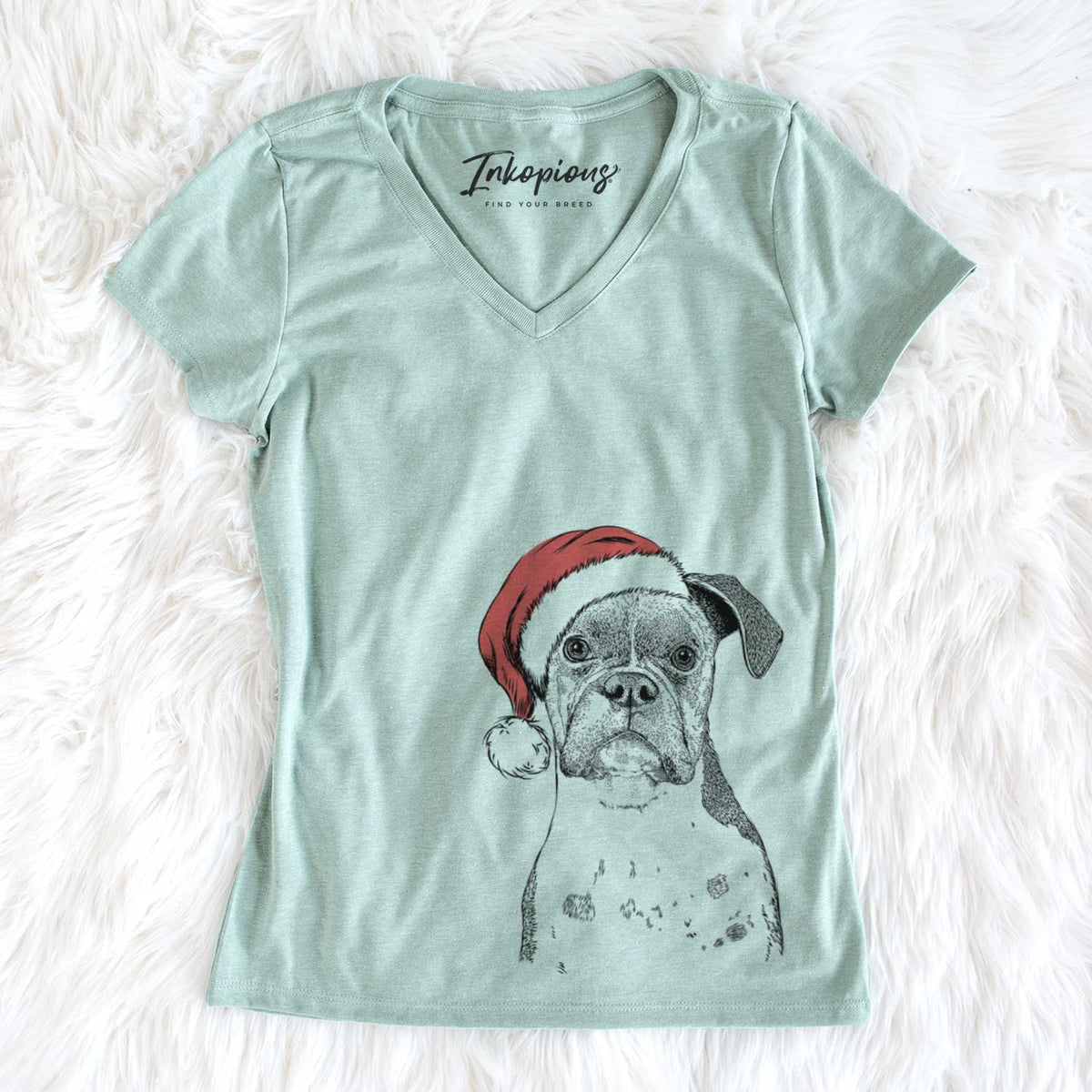 Santa Daisy the Boxer - Women's V-neck Shirt