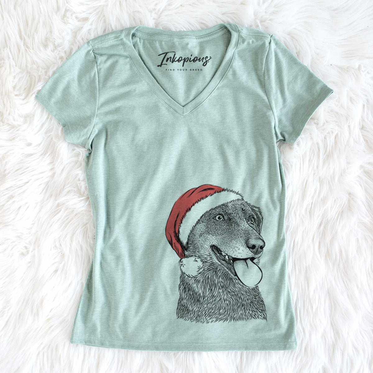 Santa Daisy the Australian Shepherd Mix - Women&#39;s V-neck Shirt
