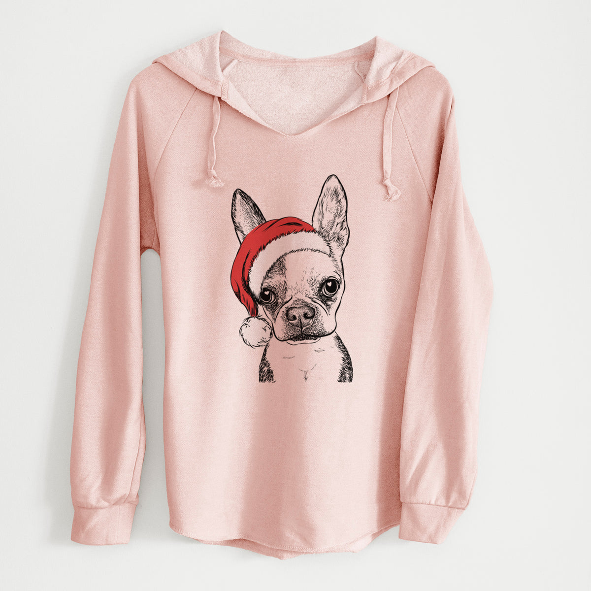 Santa Daisy the Boston Terrier - Cali Wave Hooded Sweatshirt