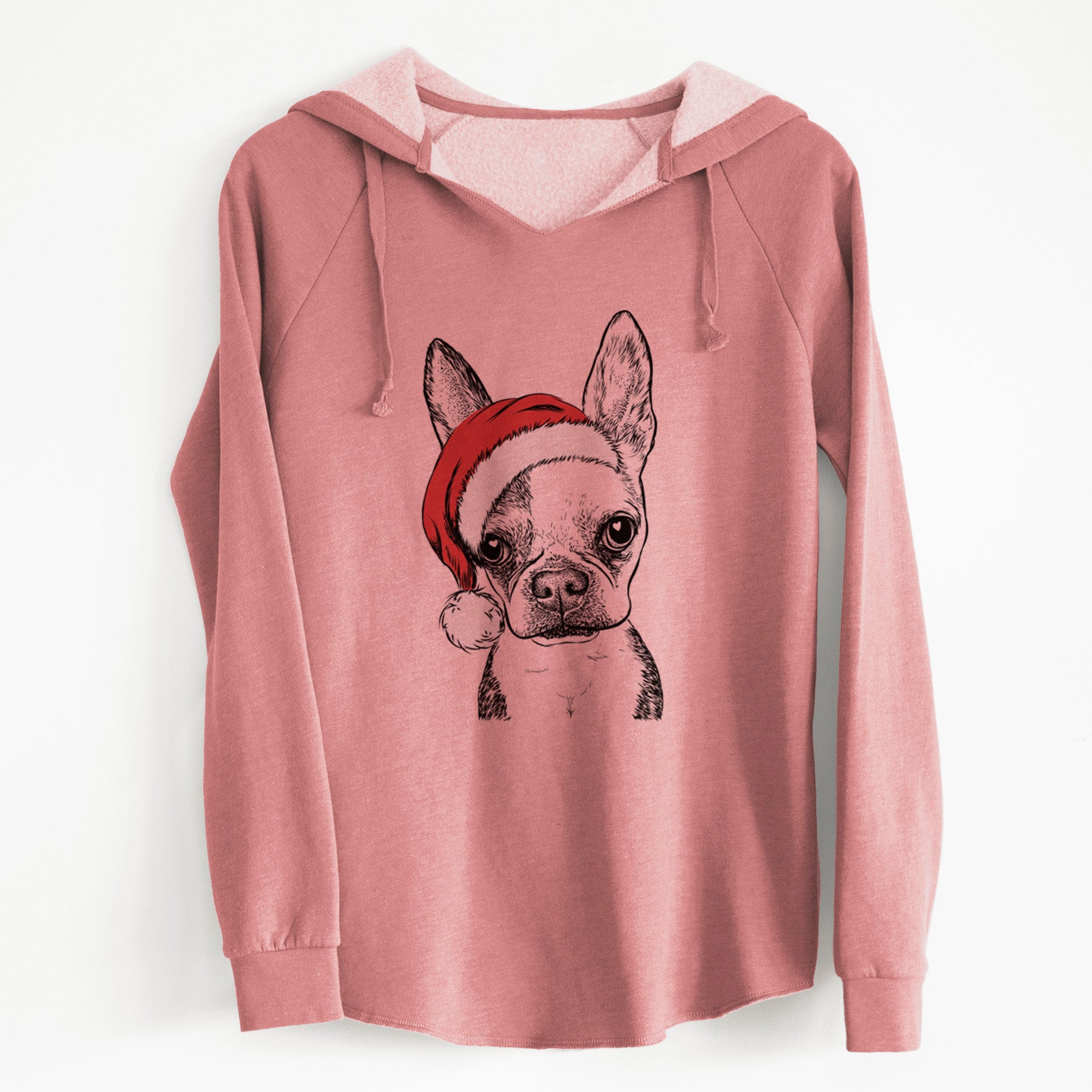 Santa Daisy the Boston Terrier - Cali Wave Hooded Sweatshirt