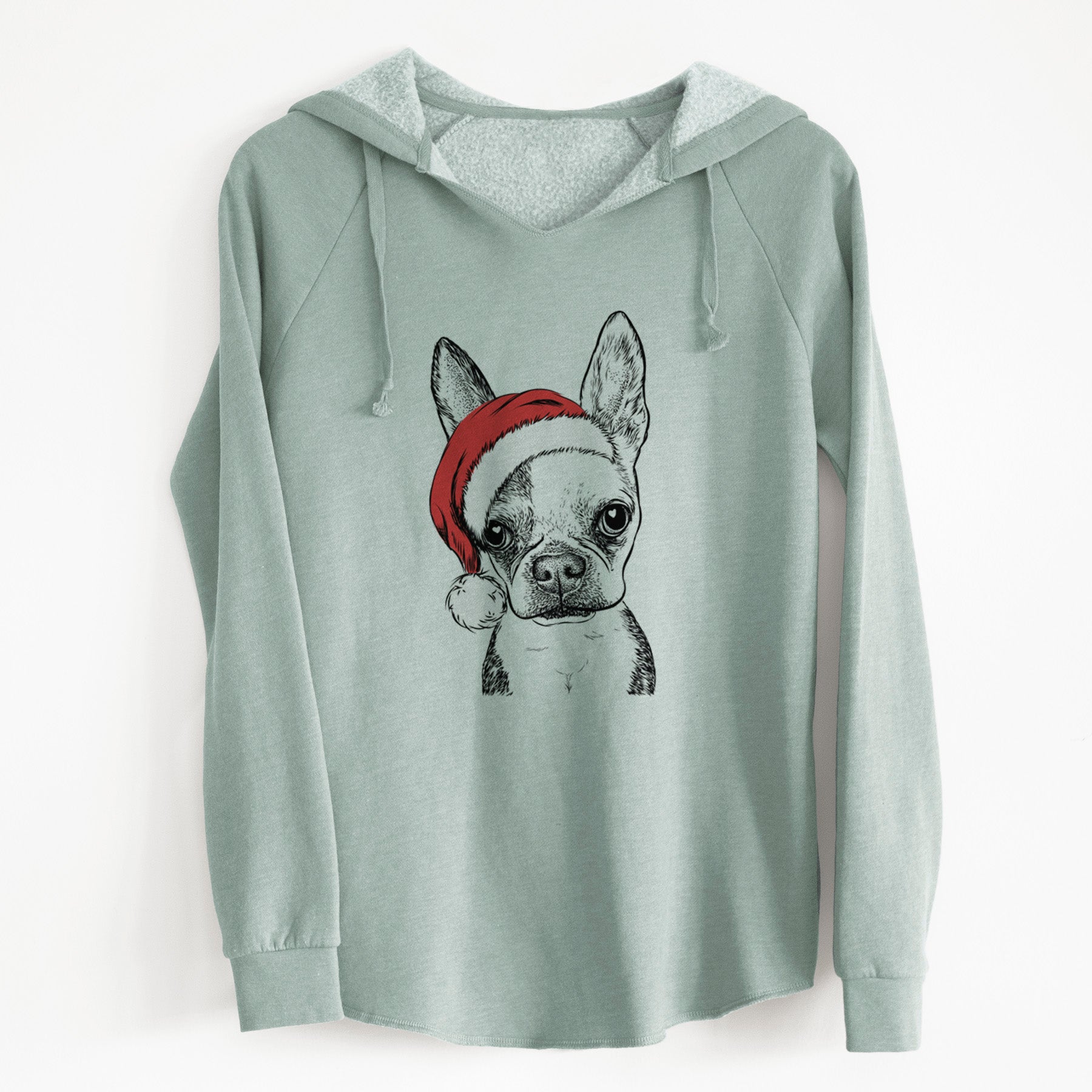 Santa Daisy the Boston Terrier - Cali Wave Hooded Sweatshirt