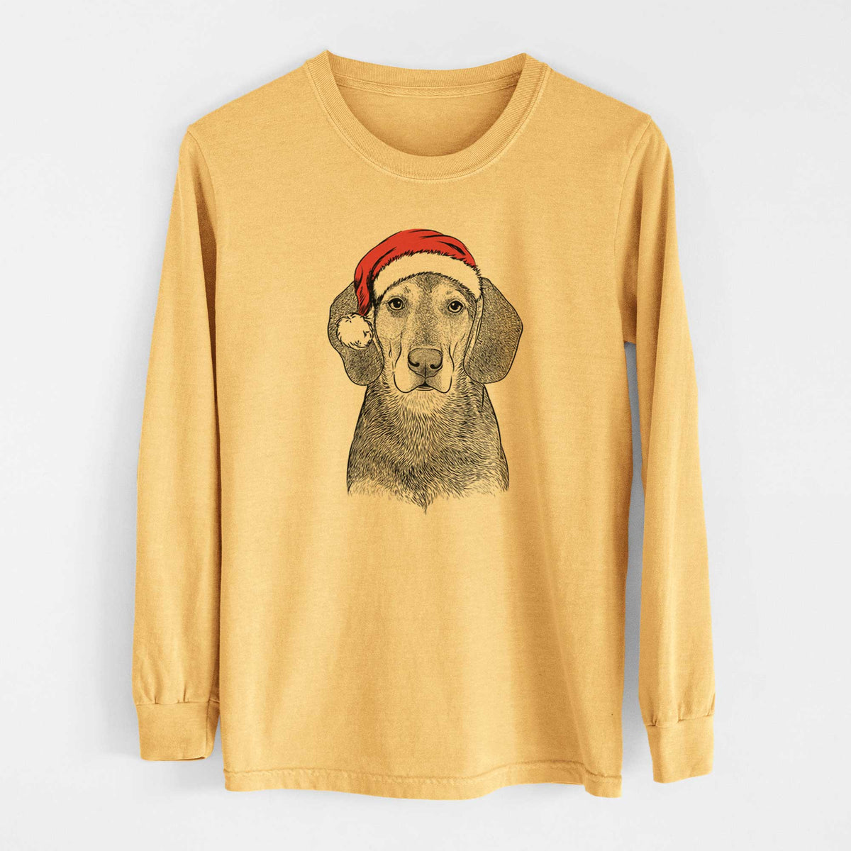 Santa Daisy the Hound Mix - Heavyweight 100% Cotton Long Sleeve