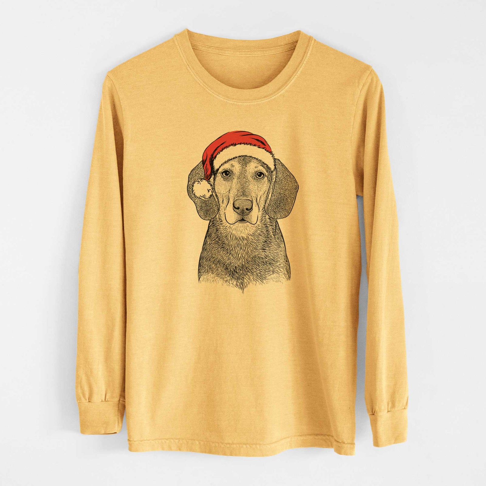 Santa Daisy the Hound Mix - Heavyweight 100% Cotton Long Sleeve