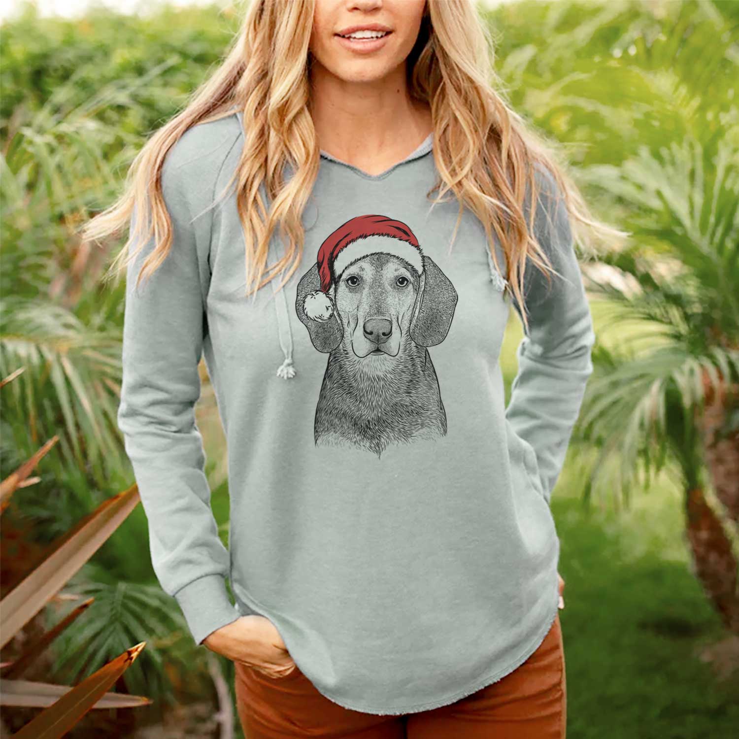 Santa Daisy the Hound Mix - Cali Wave Hooded Sweatshirt