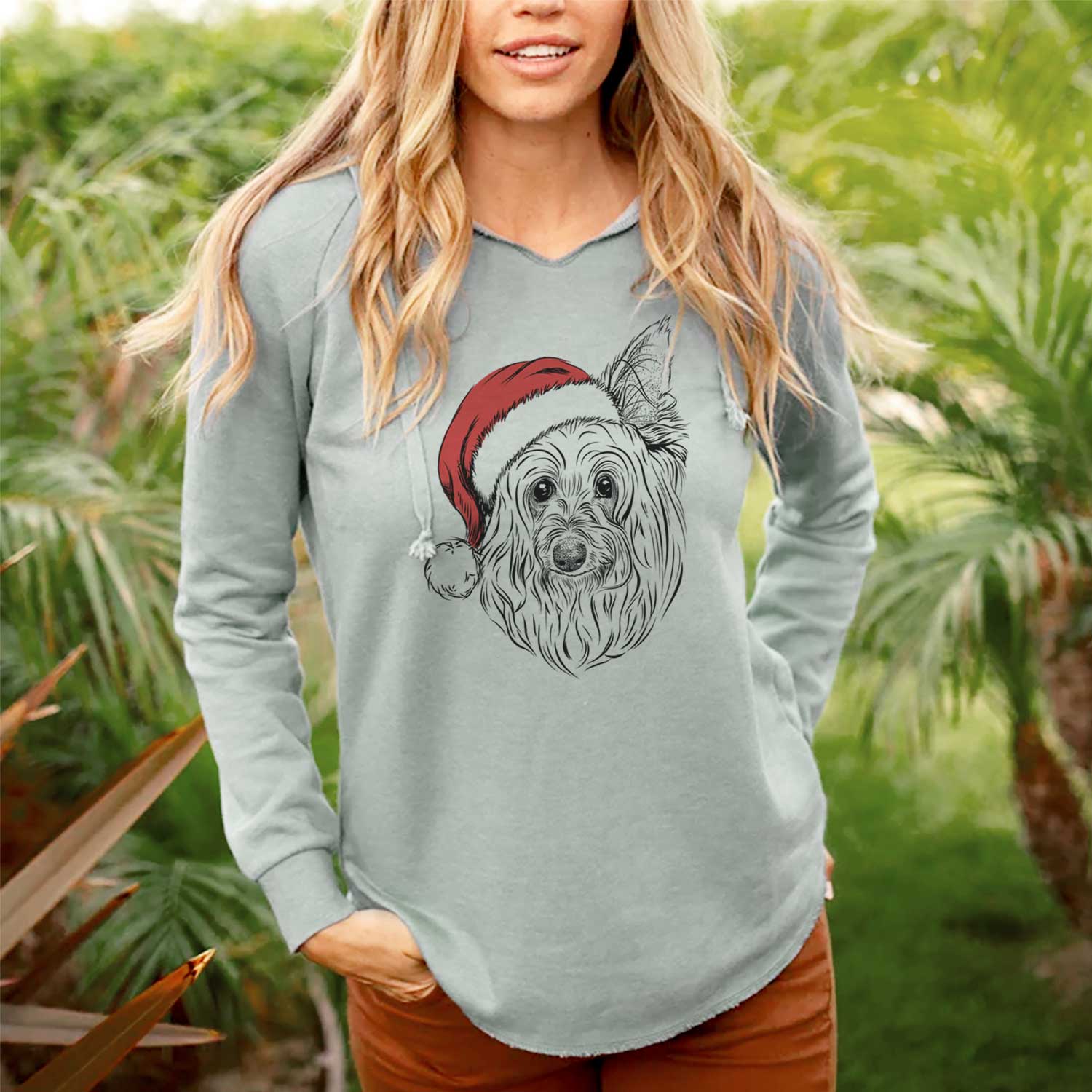 Santa Daisy May the Silky Terrier - Cali Wave Hooded Sweatshirt