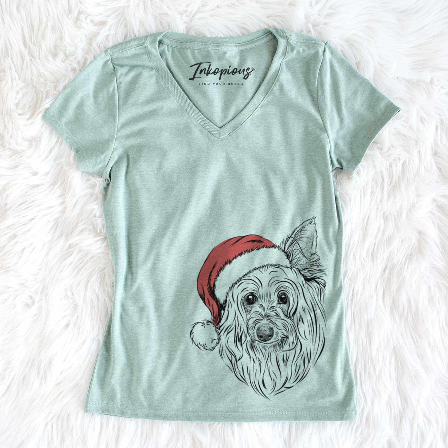 Santa Daisy May the Silky Terrier - Women's V-neck Shirt