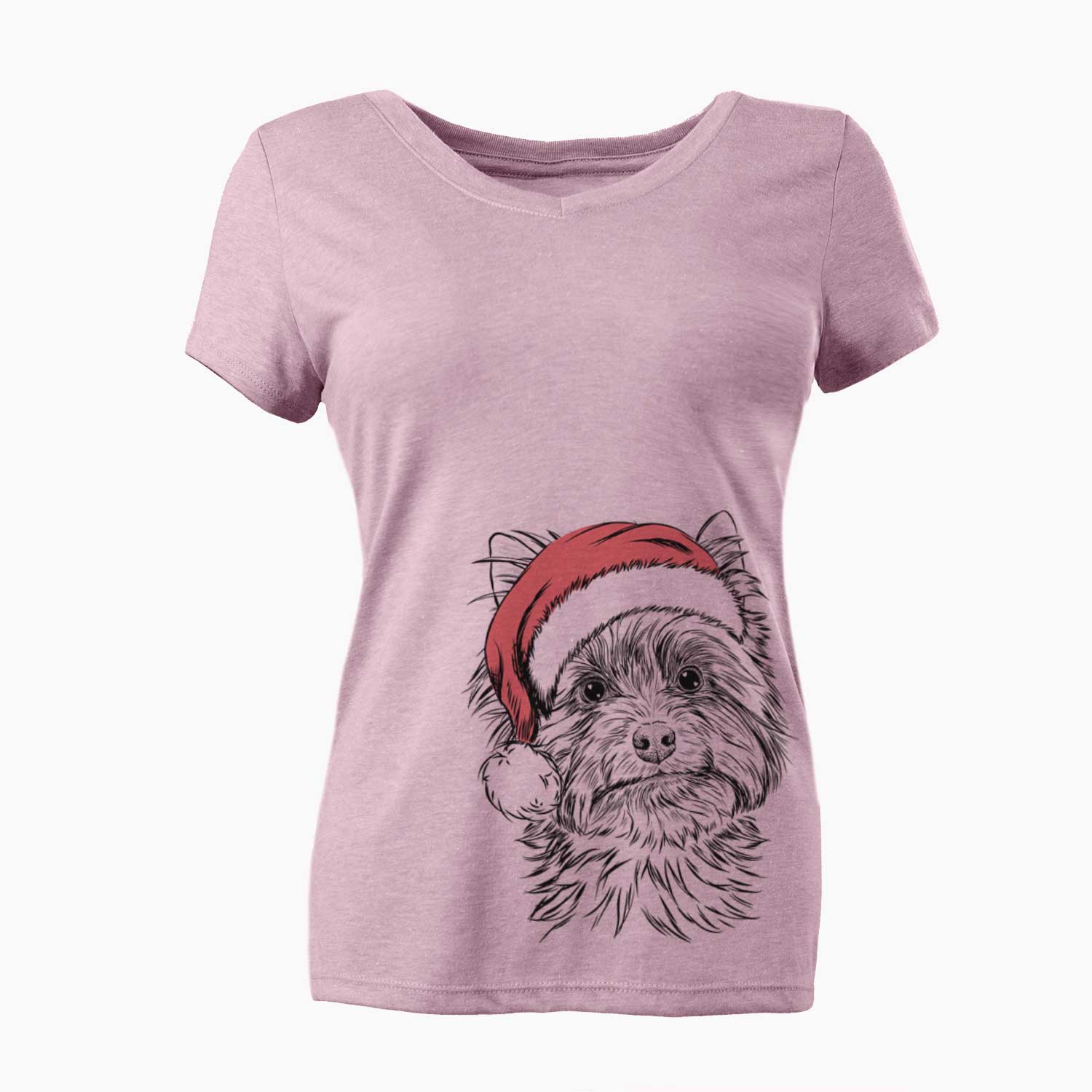 Santa Dakota the Yorkshire Terrier - Women's V-neck Shirt