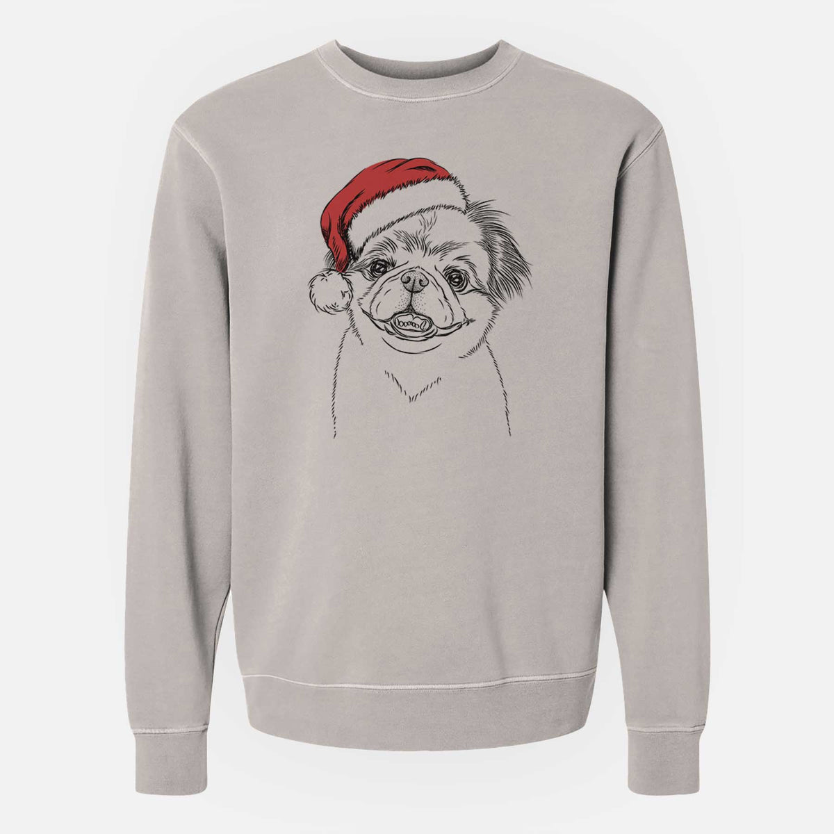 Santa Danny the Pekingese - Unisex Pigment Dyed Crew Sweatshirt