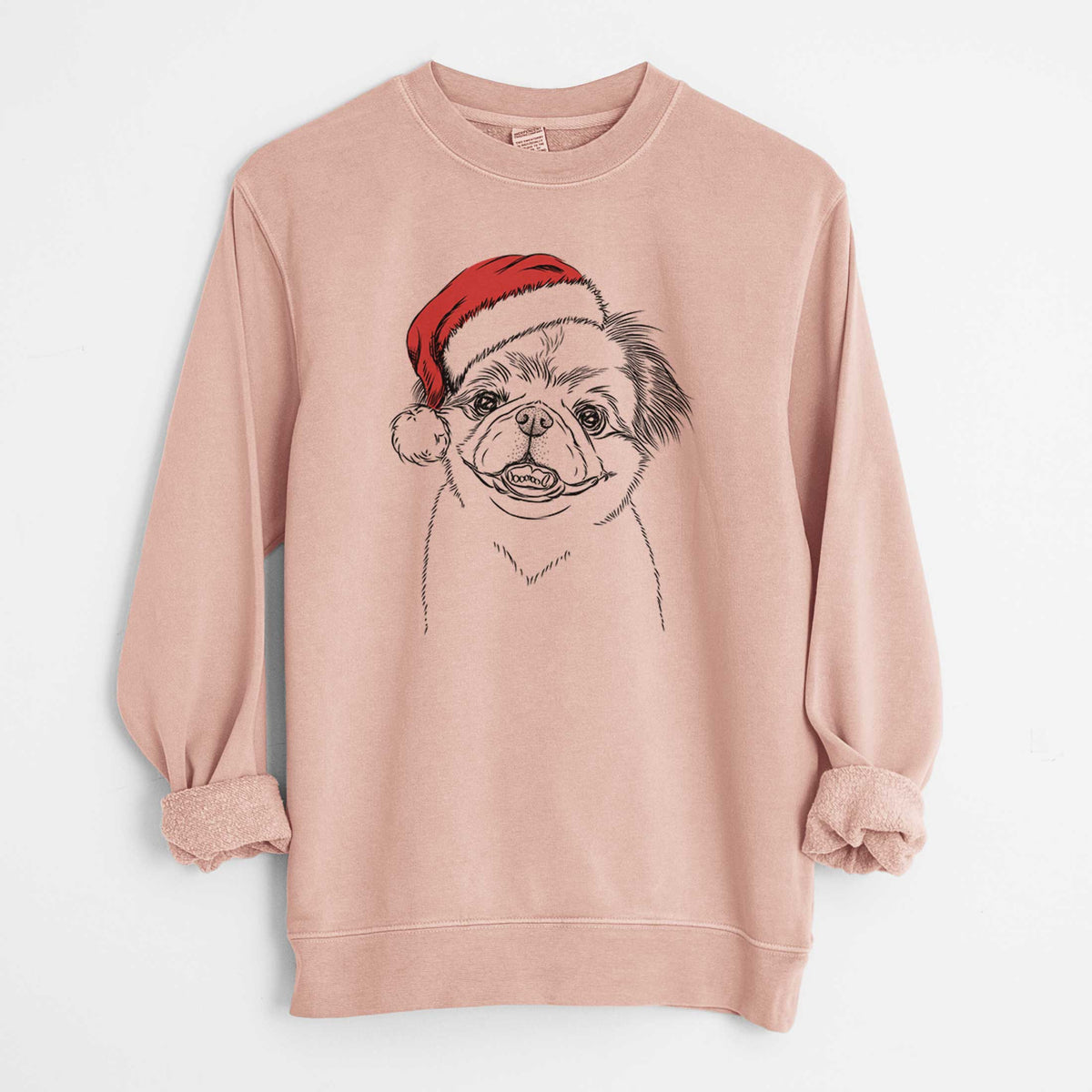 Santa Danny the Pekingese - Unisex Pigment Dyed Crew Sweatshirt