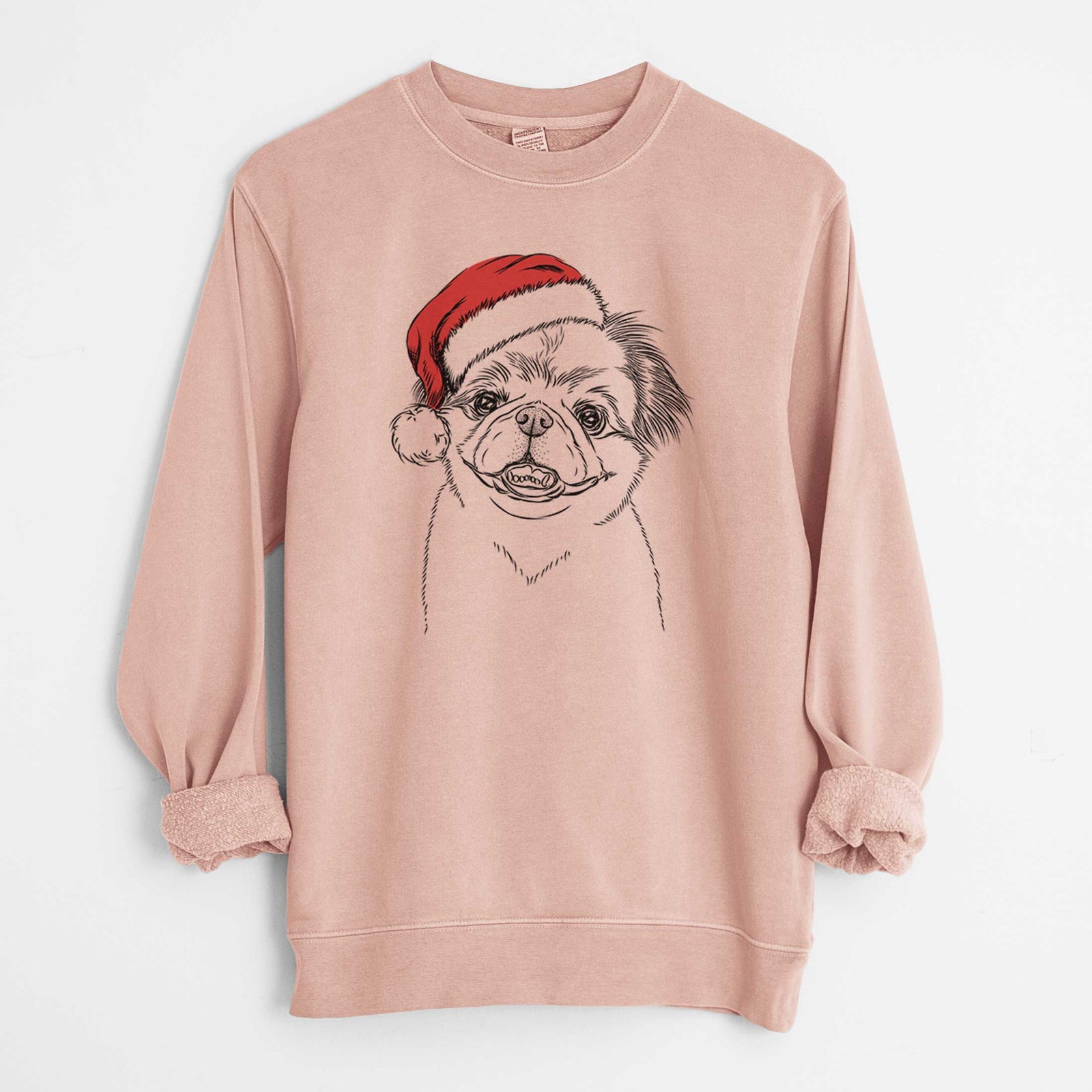 Santa Danny the Pekingese - Unisex Pigment Dyed Crew Sweatshirt