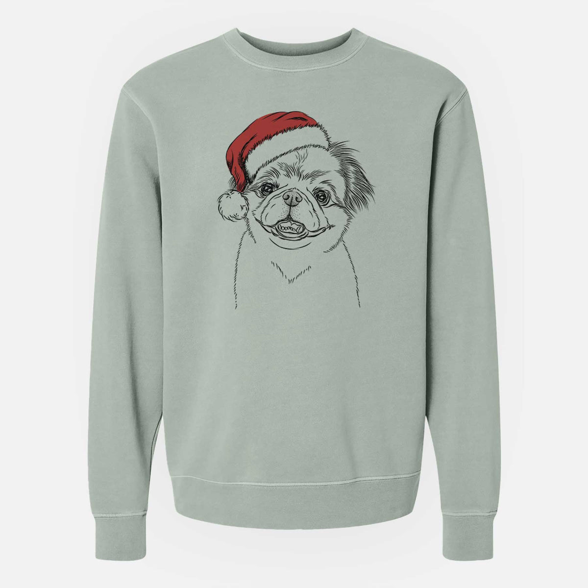 Santa Danny the Pekingese - Unisex Pigment Dyed Crew Sweatshirt