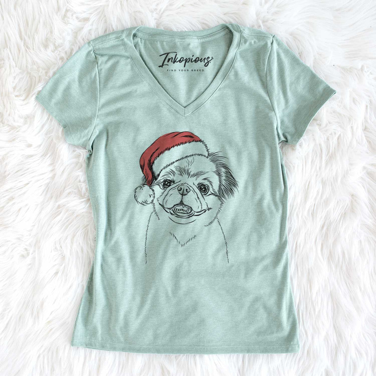 Santa Danny the Pekingese - Women's V-neck Shirt