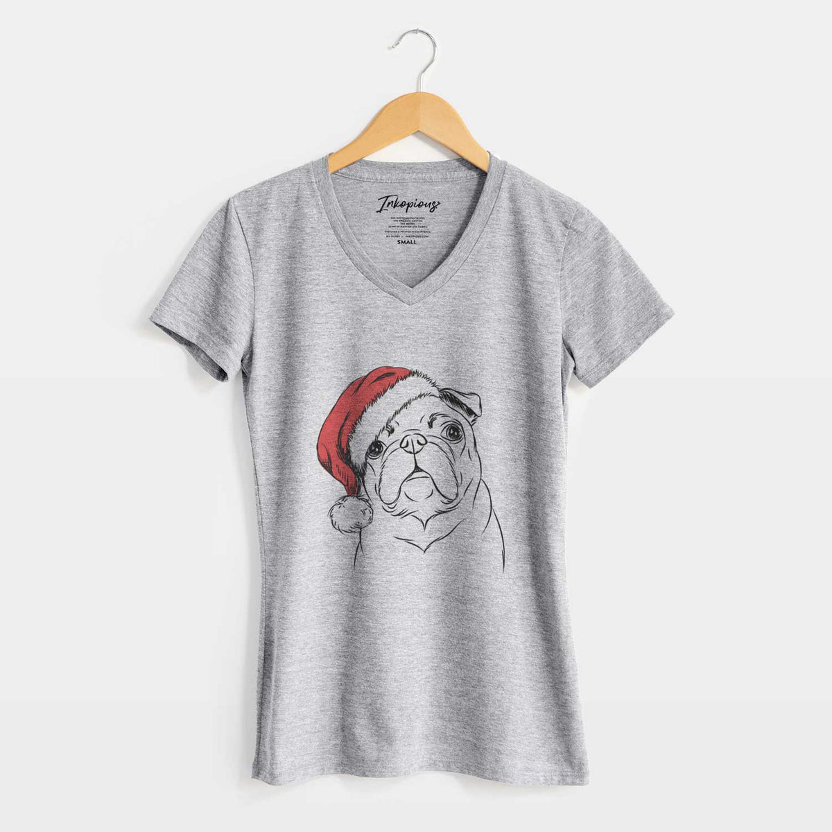 Santa Darling Chloe the Pug - Women's V-neck Shirt