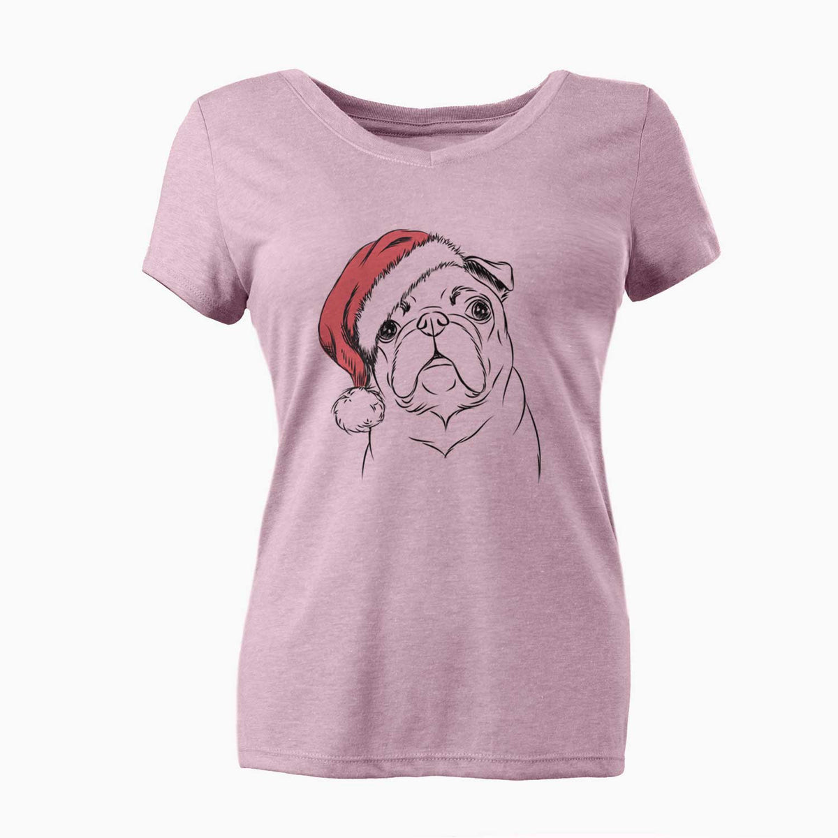 Santa Darling Chloe the Pug - Women's V-neck Shirt