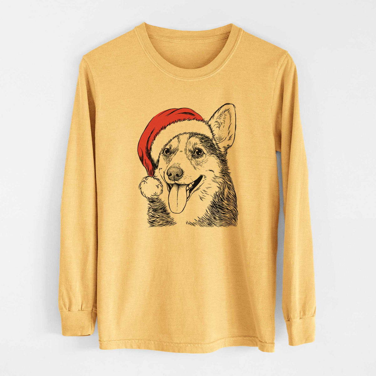 Santa Darma the Corgi - Heavyweight 100% Cotton Long Sleeve