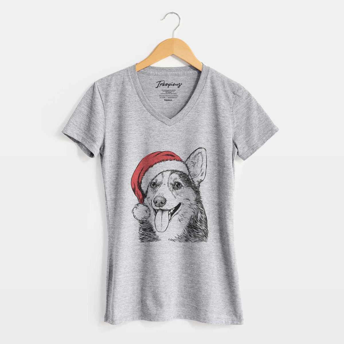 Santa Darma the Corgi - Women's V-neck Shirt