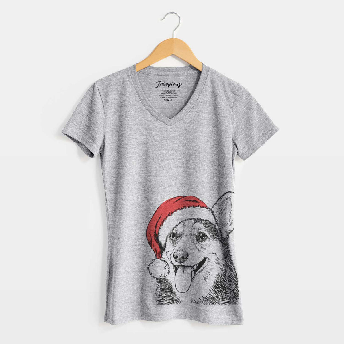 Santa Darma the Corgi - Women's V-neck Shirt