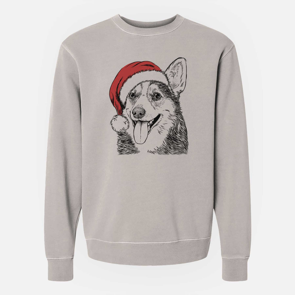 Santa Darma the Corgi - Unisex Pigment Dyed Crew Sweatshirt