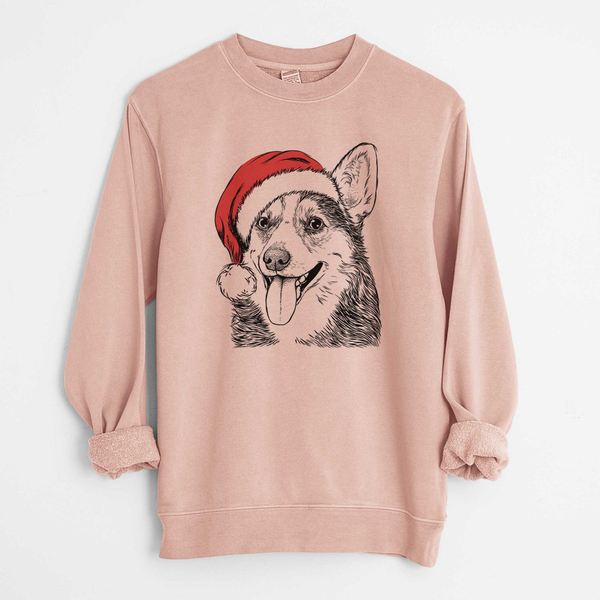 Santa Darma the Corgi - Unisex Pigment Dyed Crew Sweatshirt