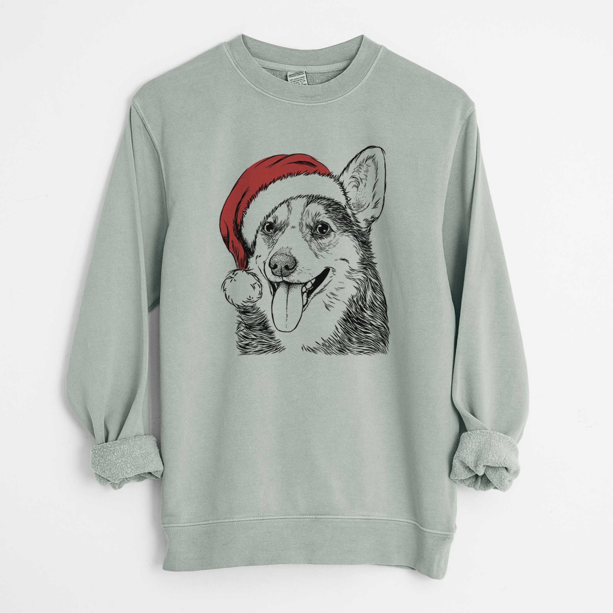 Santa Darma the Corgi - Unisex Pigment Dyed Crew Sweatshirt