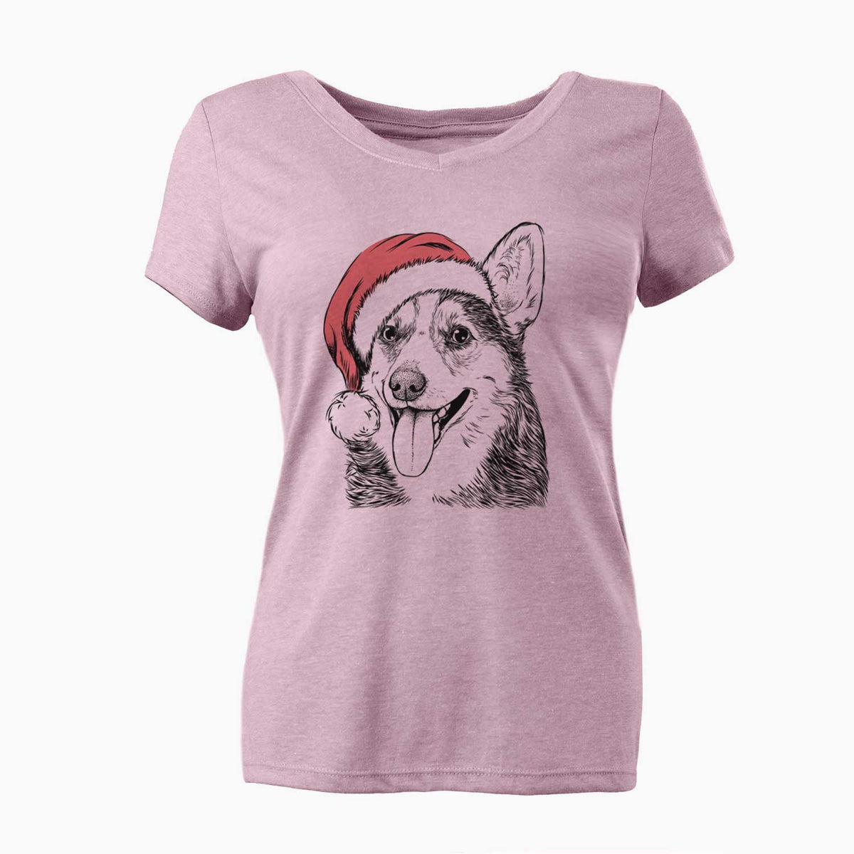 Santa Darma the Corgi - Women's V-neck Shirt