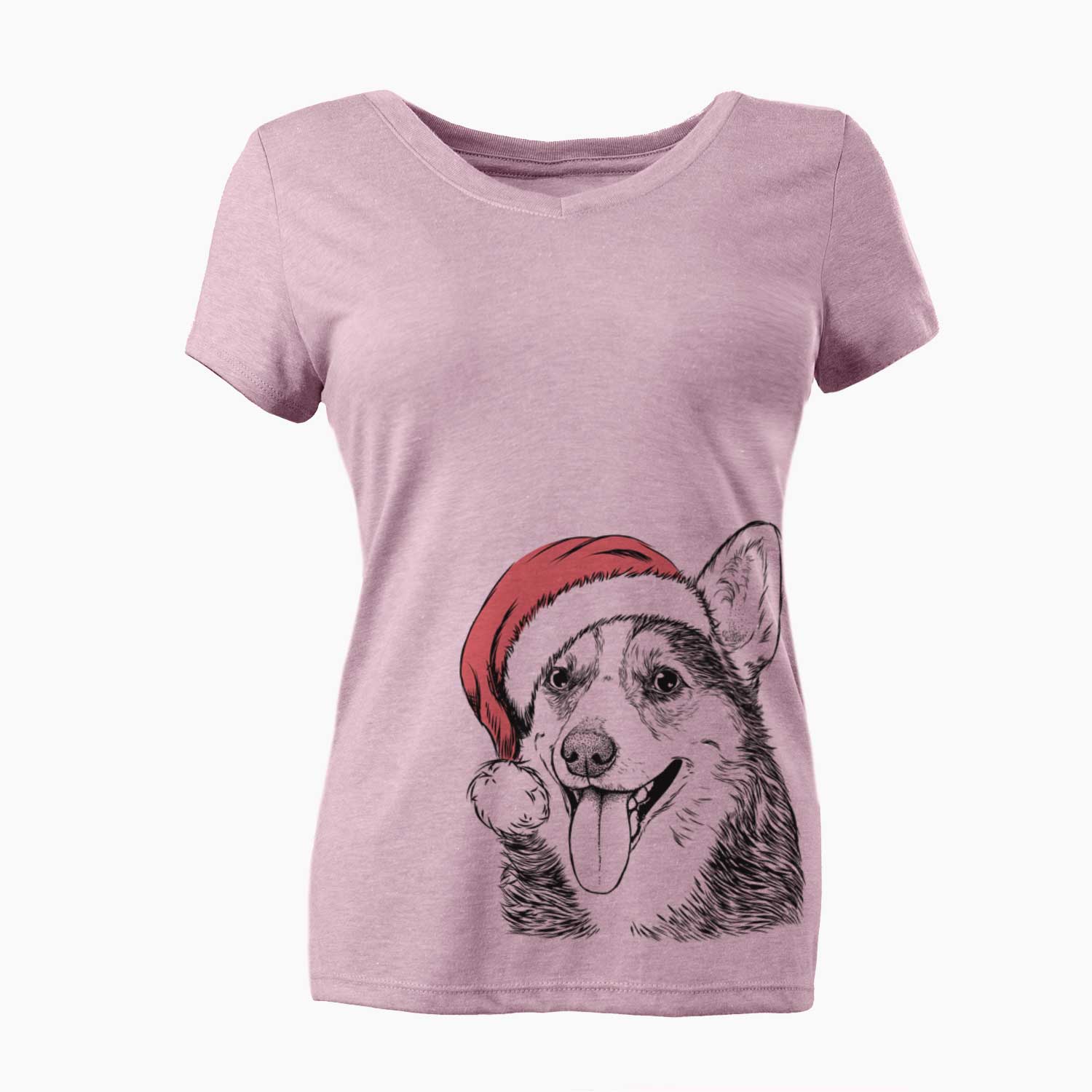 Santa Darma the Corgi - Women's V-neck Shirt