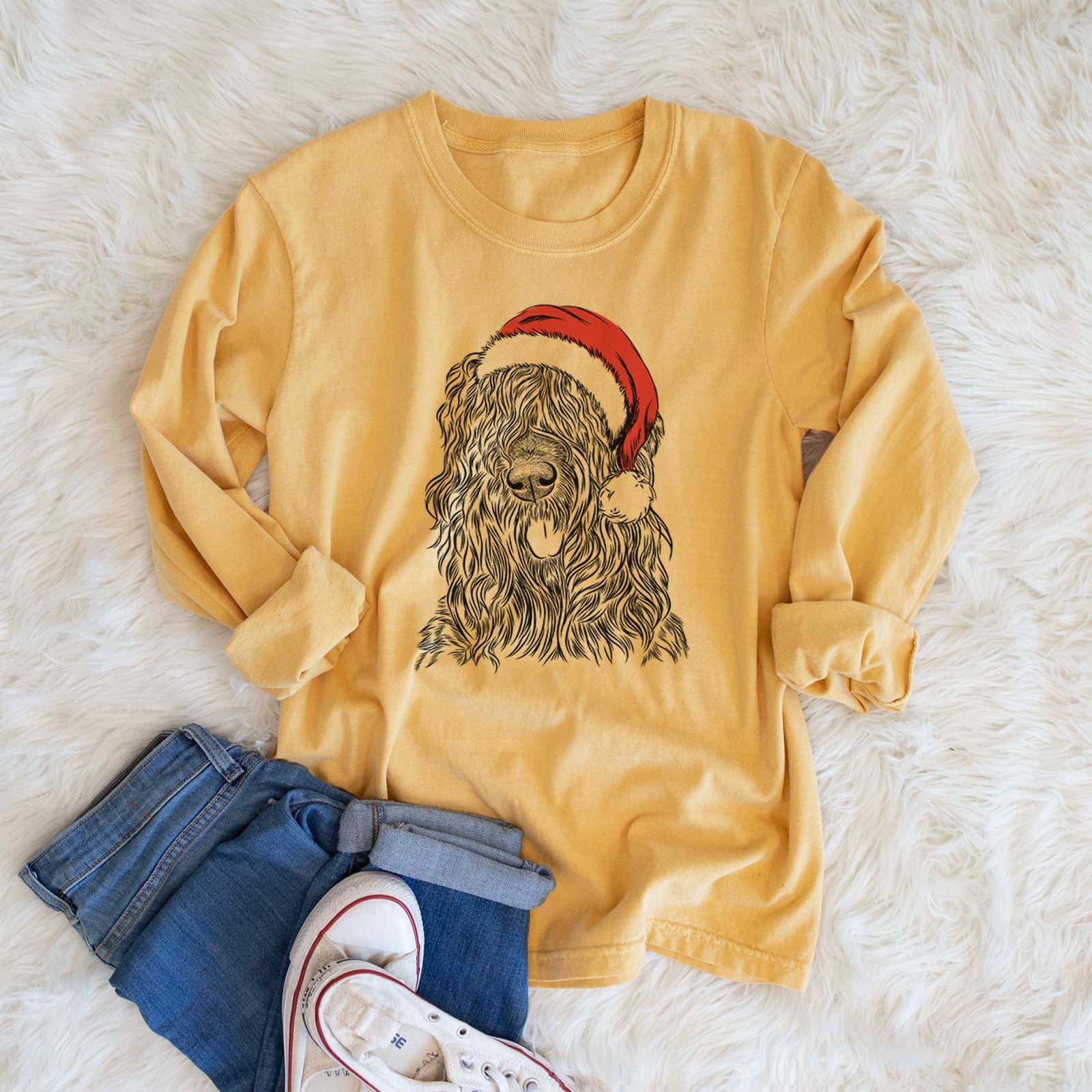 Santa Darryl the Black Russian Terrier - Heavyweight 100% Cotton Long Sleeve