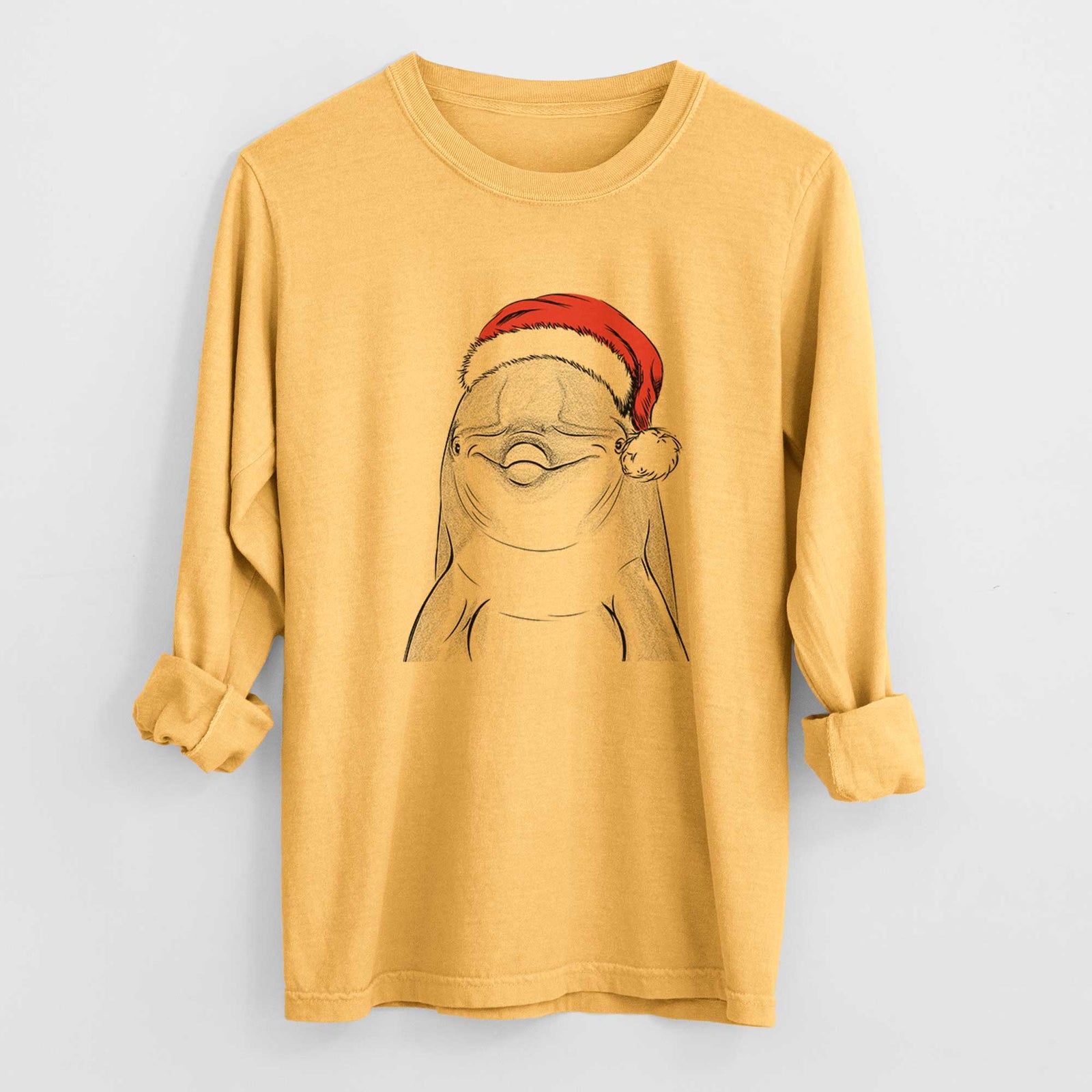 Santa Dave the Dolphin - Heavyweight 100% Cotton Long Sleeve