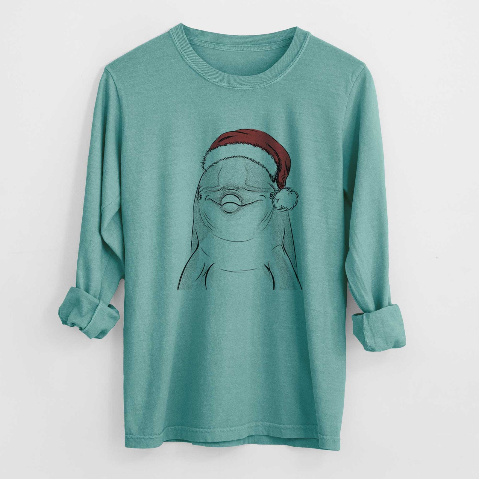 Santa Dave the Dolphin - Heavyweight 100% Cotton Long Sleeve