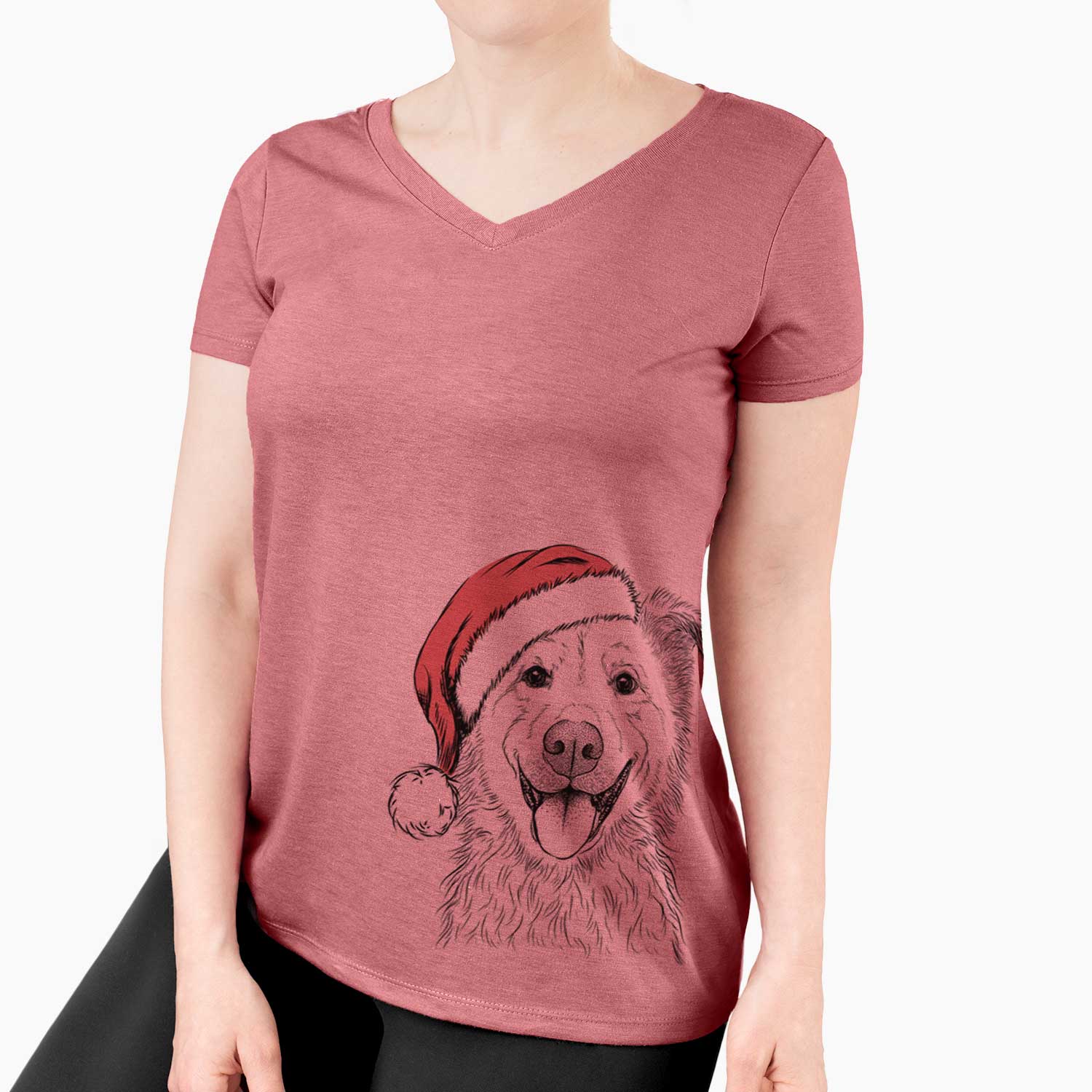 Santa Dawson the Mixed Breed - Women's V-neck Shirt