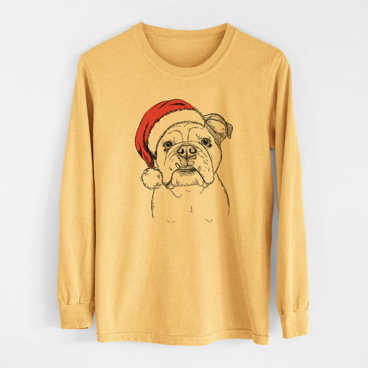 Santa Dazy the English Bulldog - Heavyweight 100% Cotton Long Sleeve