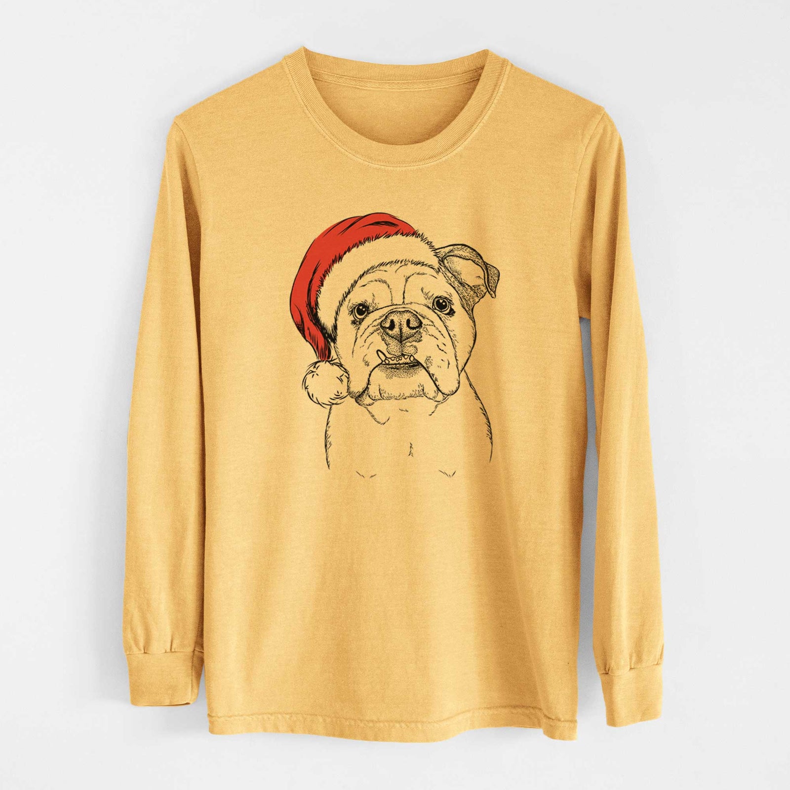 Santa Dazy the English Bulldog - Heavyweight 100% Cotton Long Sleeve