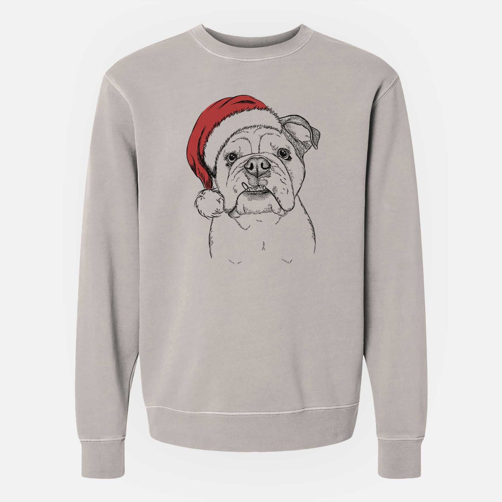 Santa Dazy the English Bulldog - Unisex Pigment Dyed Crew Sweatshirt