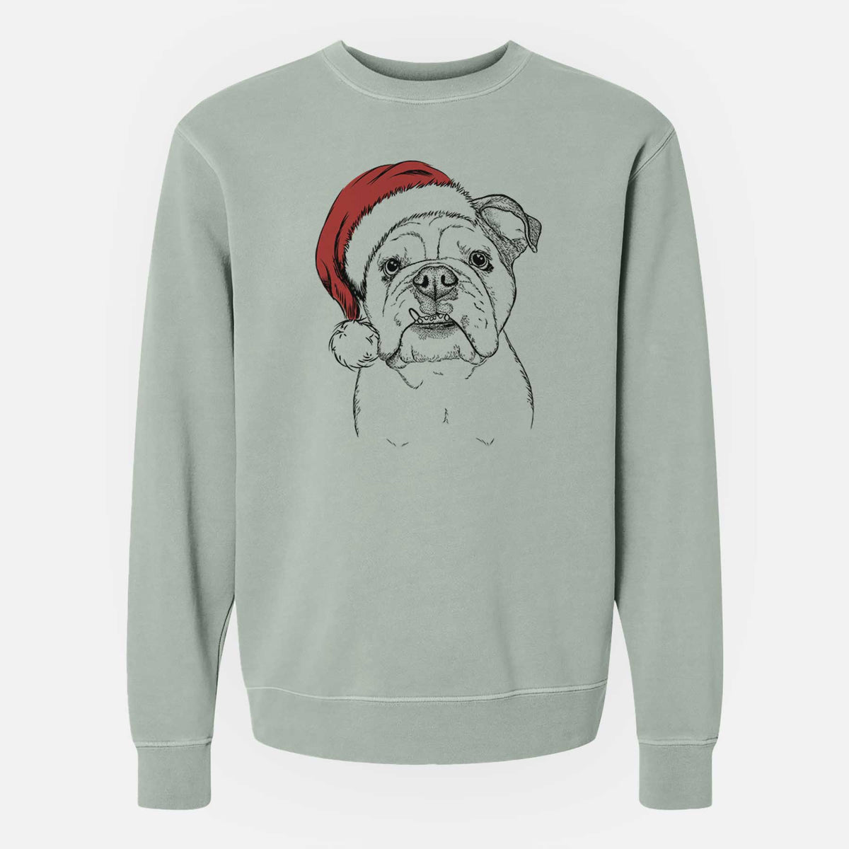 Santa Dazy the English Bulldog - Unisex Pigment Dyed Crew Sweatshirt