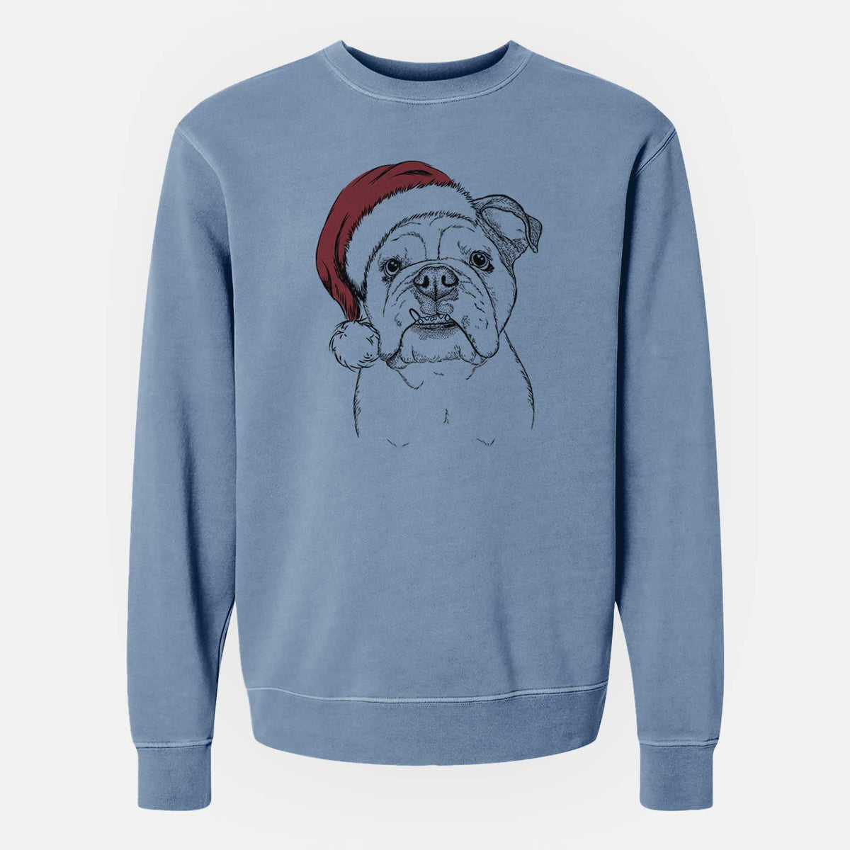 Santa Dazy the English Bulldog - Unisex Pigment Dyed Crew Sweatshirt