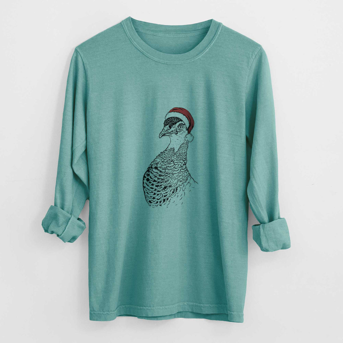 Santa Dee the Peahen - Heavyweight 100% Cotton Long Sleeve