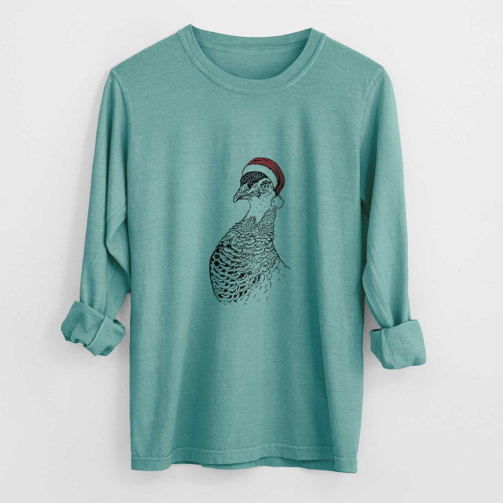 Santa Dee the Peahen - Heavyweight 100% Cotton Long Sleeve
