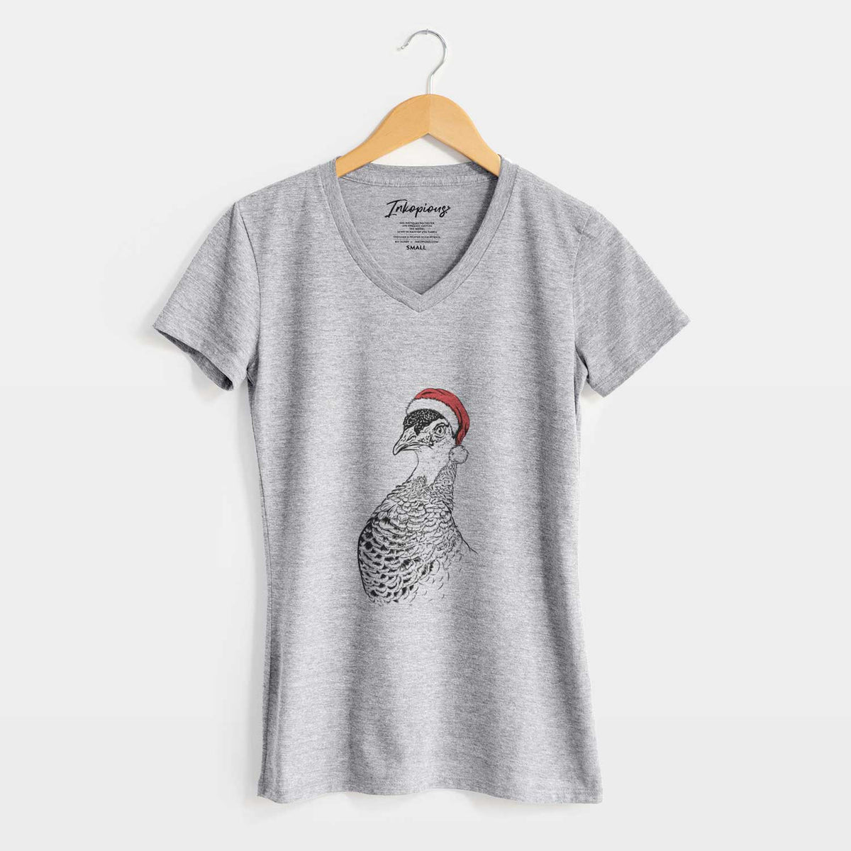 Santa Dee the Peahen - Women's V-neck Shirt