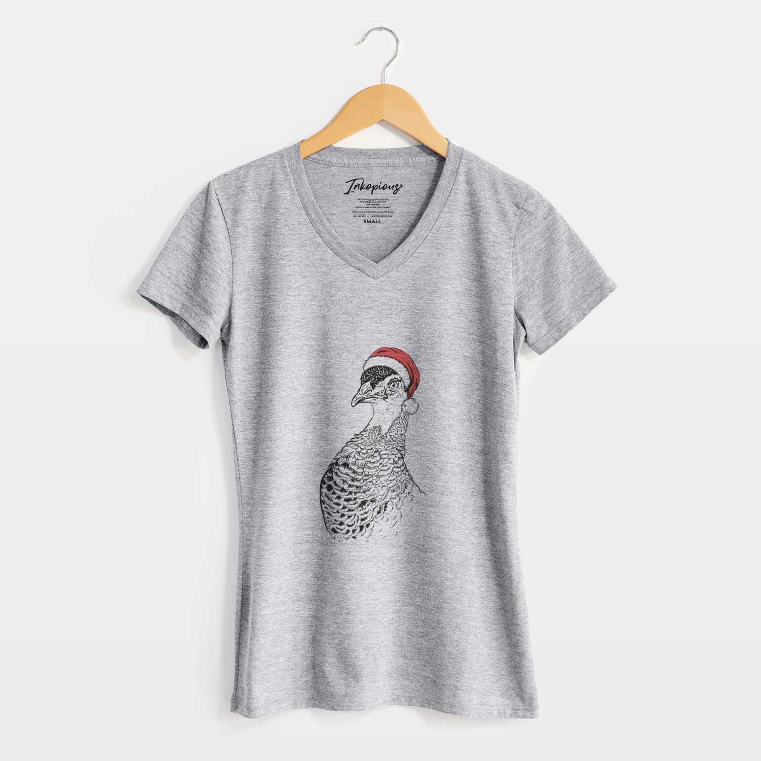 Santa Dee the Peahen - Women's V-neck Shirt