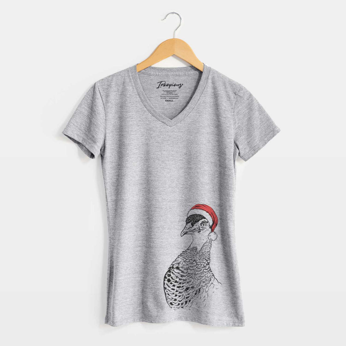 Santa Dee the Peahen - Women's V-neck Shirt