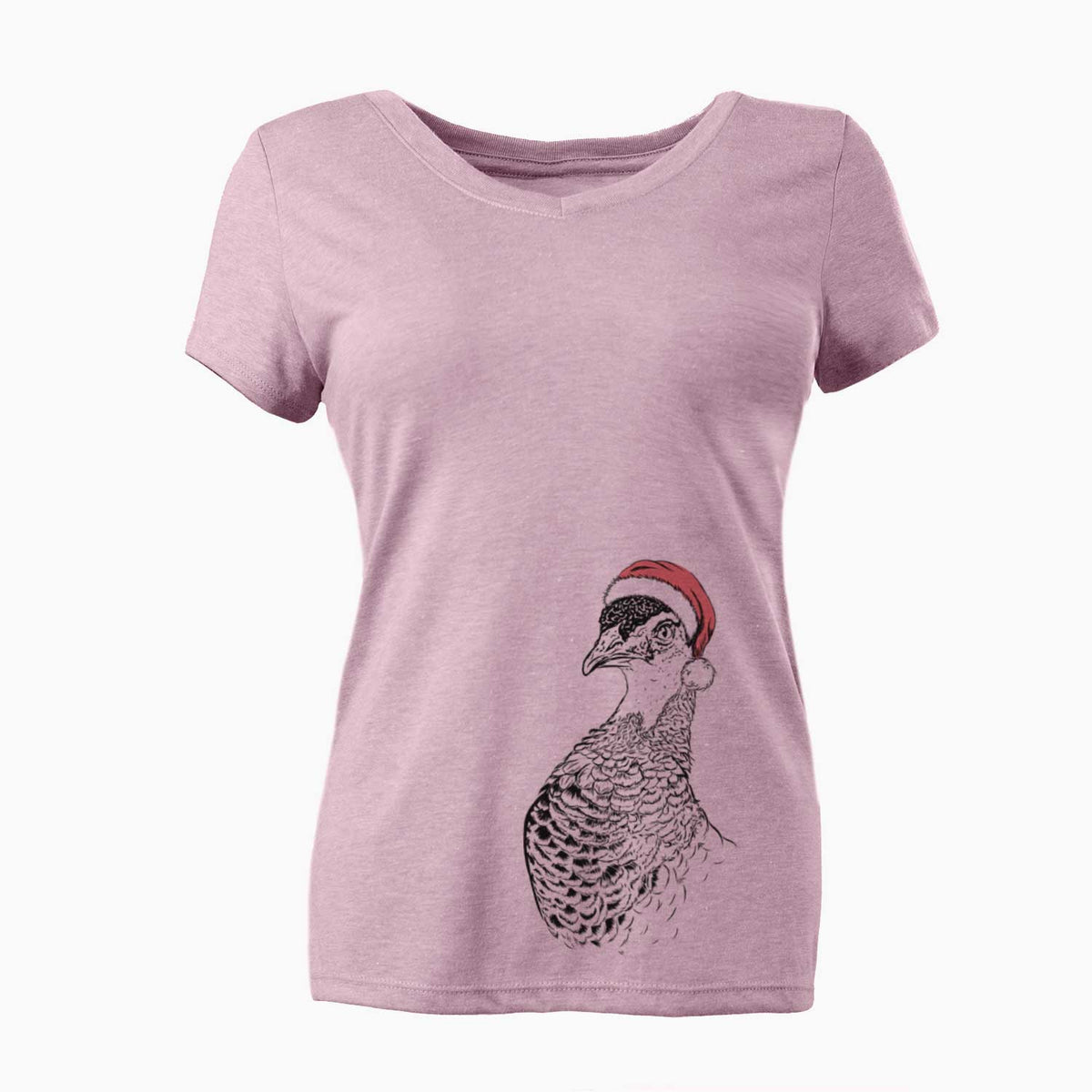 Santa Dee the Peahen - Women's V-neck Shirt